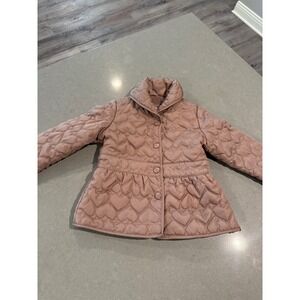 Liv‎ & Lottie Girls 2T Quilted Heart Puffer Jacket Coat Pink Button Front